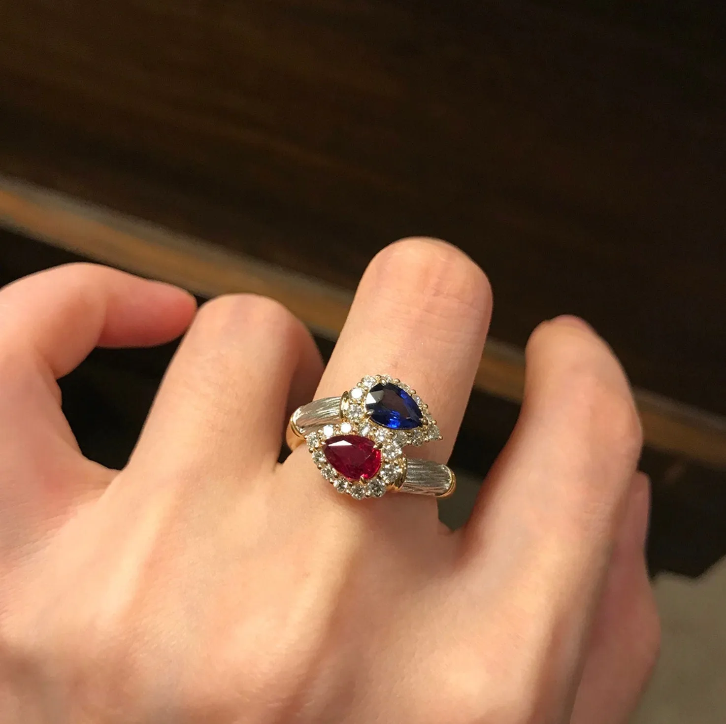 Teardrop Ring | Red Diamond Ring | Blue Diamond Ring | Pear Cut Ring | Teardrop Engagement Ring | Diamond Snake Ring | Twist Ring