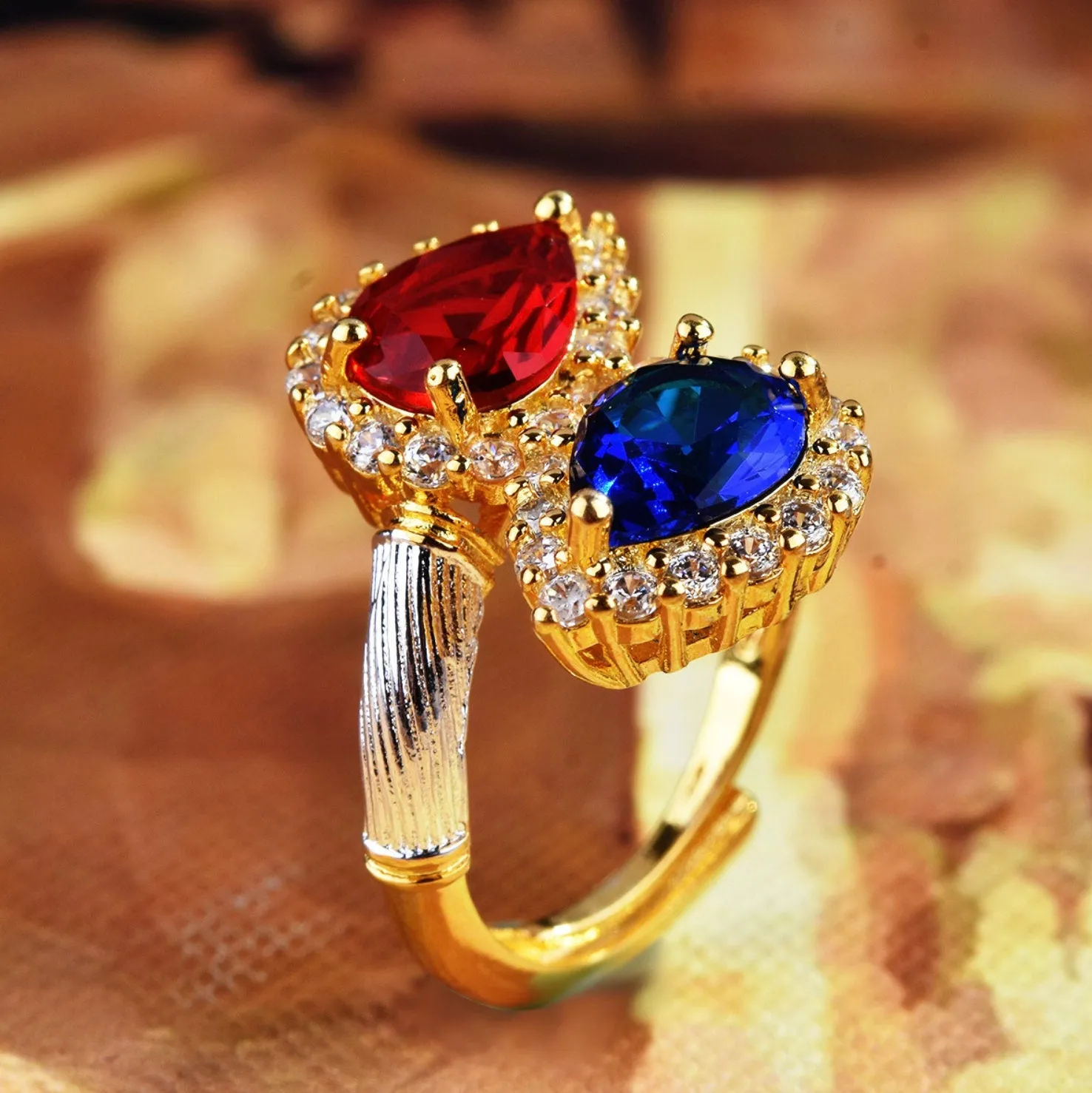 Teardrop Ring | Red Diamond Ring | Blue Diamond Ring | Pear Cut Ring | Teardrop Engagement Ring | Diamond Snake Ring | Twist Ring