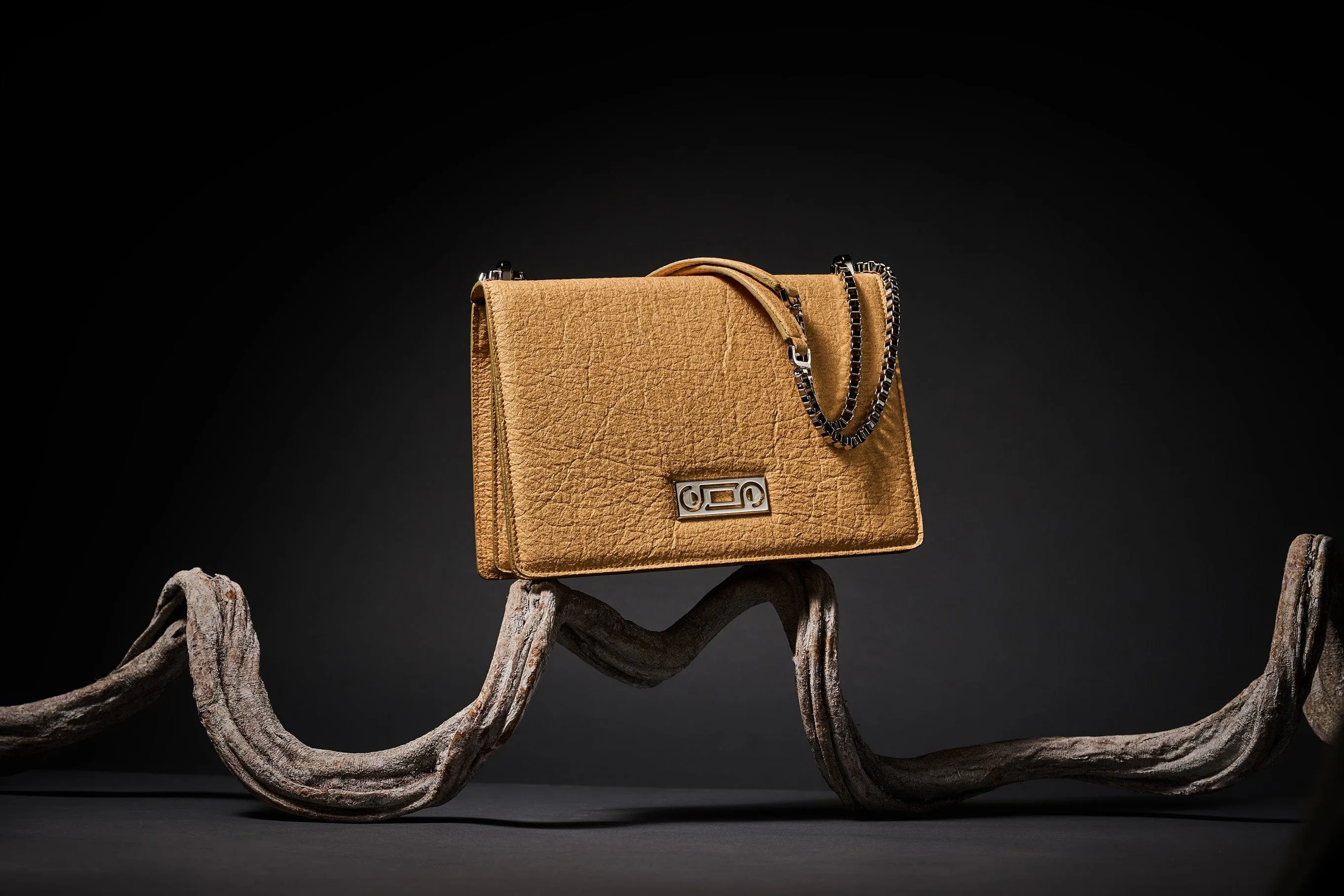 The Cristiana Pinatex® Vegan Shoulder Bag | Antique Gold