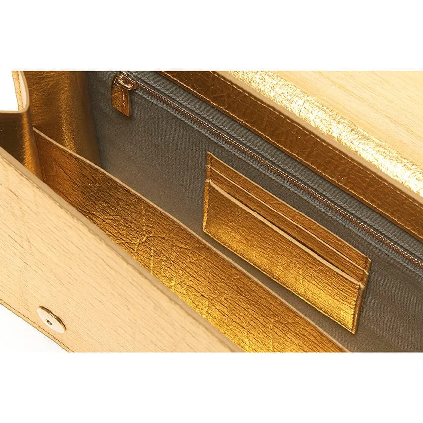 The Cristiana Pinatex® Vegan Shoulder Bag | Gold Metallic
