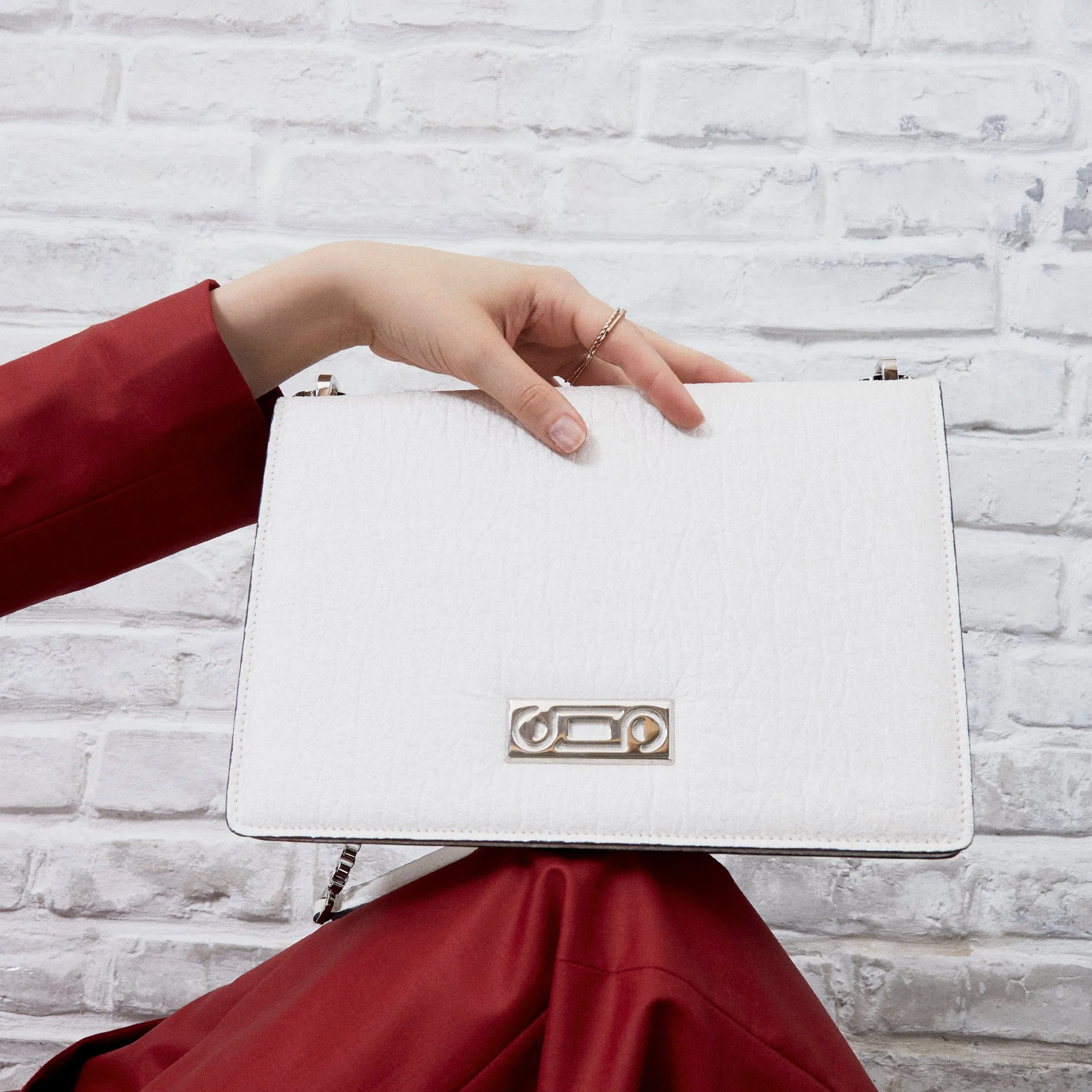 The Cristiana Pinatex® Vegan Shoulder Bag | Pearled White