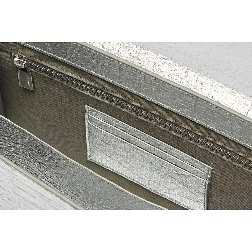 The Cristiana Pinatex® Vegan Shoulder Bag | Silver Metallic