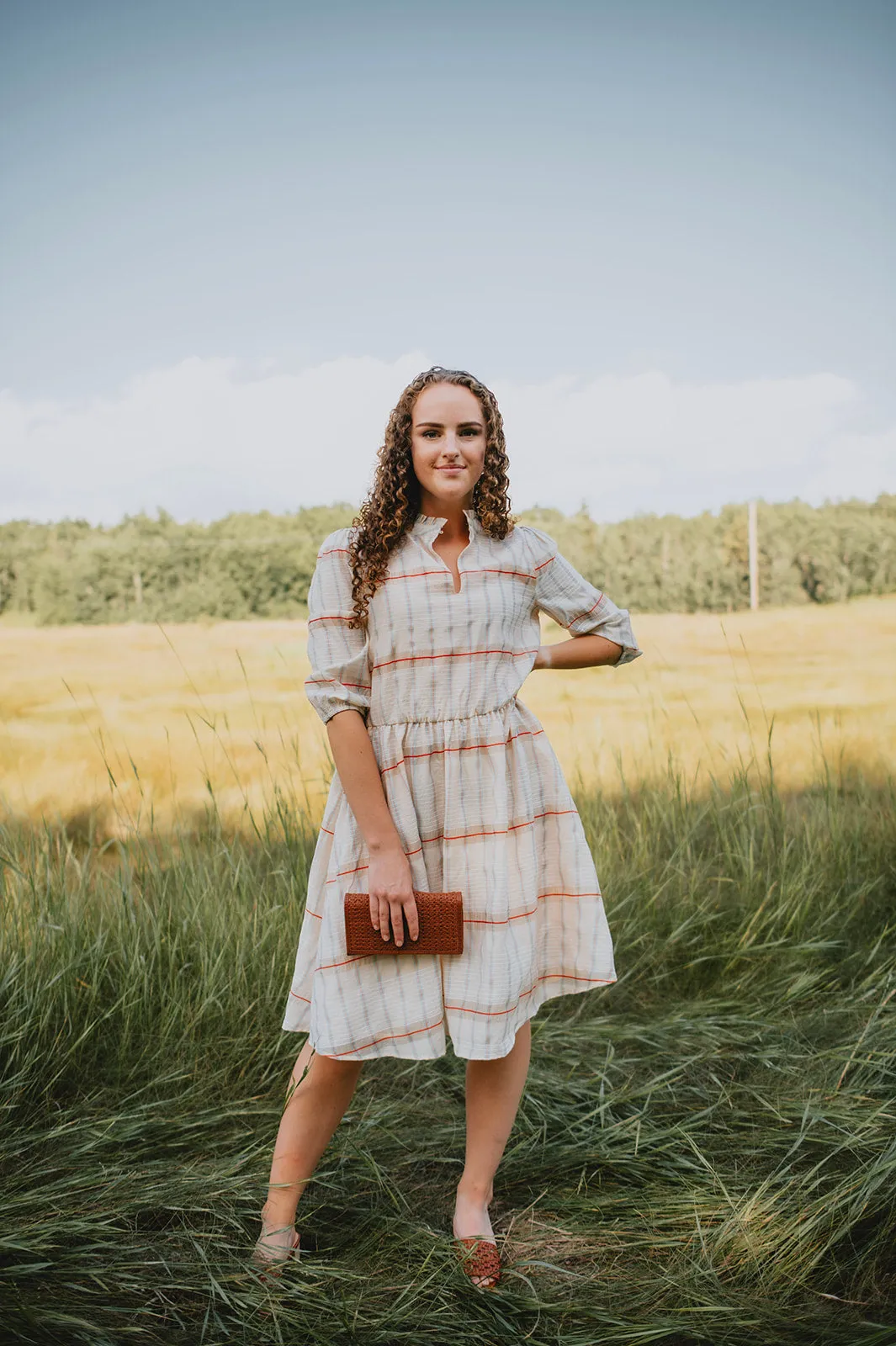 The Playa Woven Crossbody Purse - Cognac Leather