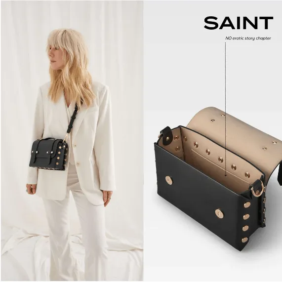 The WEEK/END Cactus Leather Vegan Studded Crossbody Bag | Black