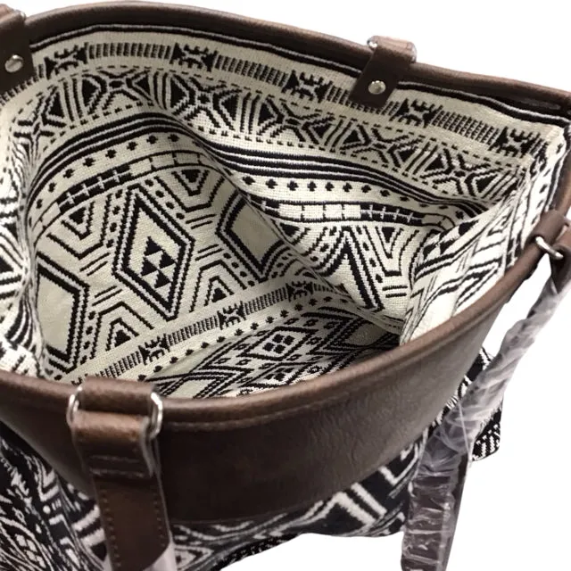 Thirty-one NWT Black Print Rio Weave Tote Bag