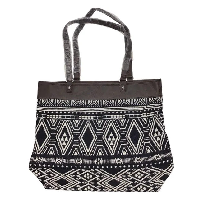 Thirty-one NWT Black Print Rio Weave Tote Bag