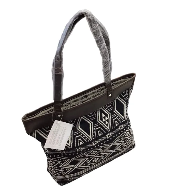 Thirty-one NWT Black Print Rio Weave Tote Bag