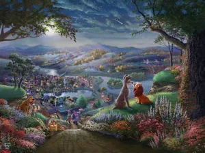 THOMAS KINKADE DISNEY - LADY & THE TRAMP- 300 OVERSIZED PIECE PUZZLE