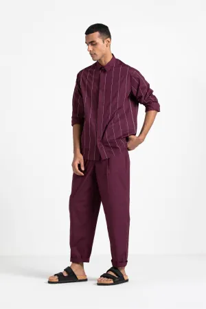 THREE   -   Front Pleat Pant- Wine