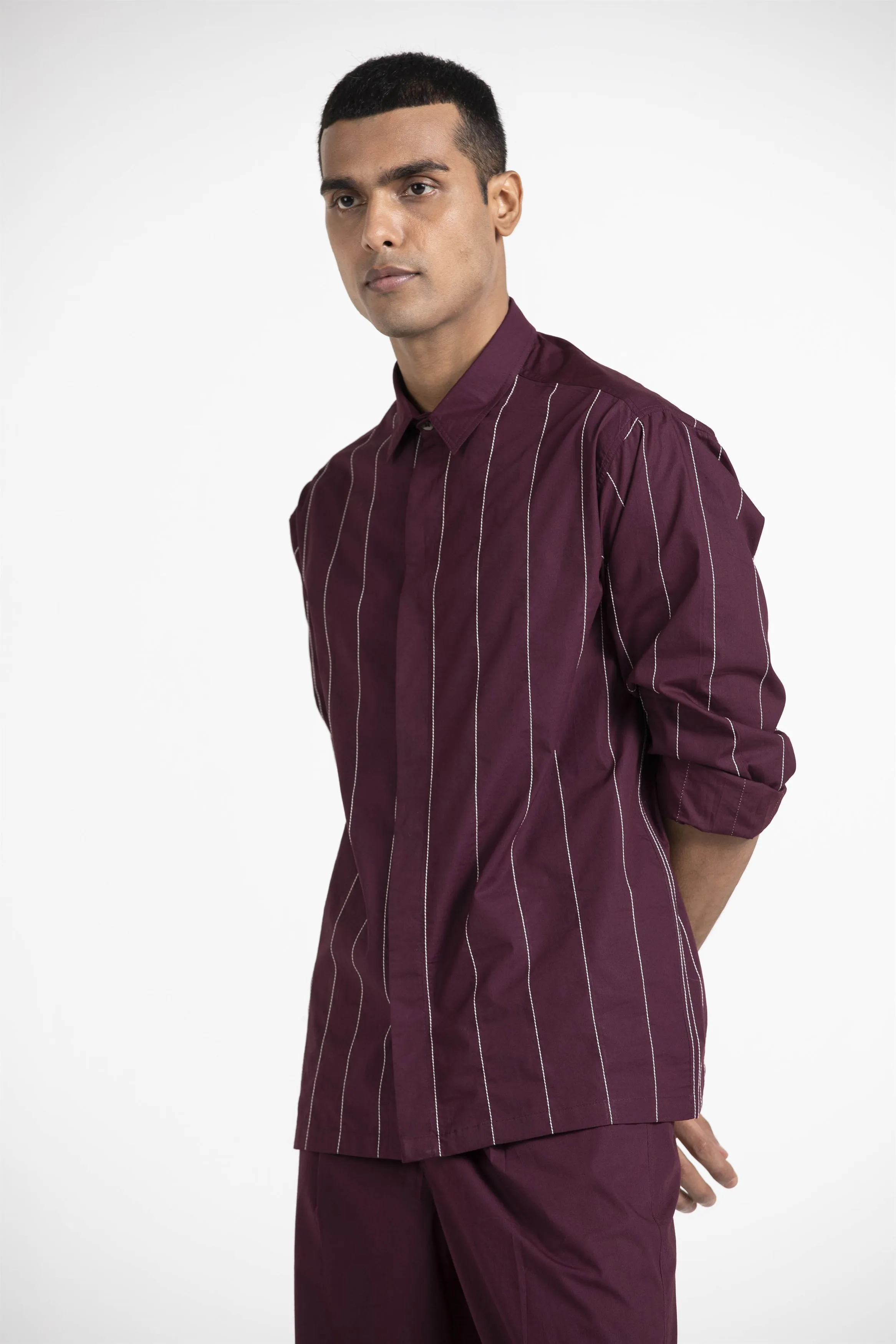THREE   -   Front Pleat Pant- Wine