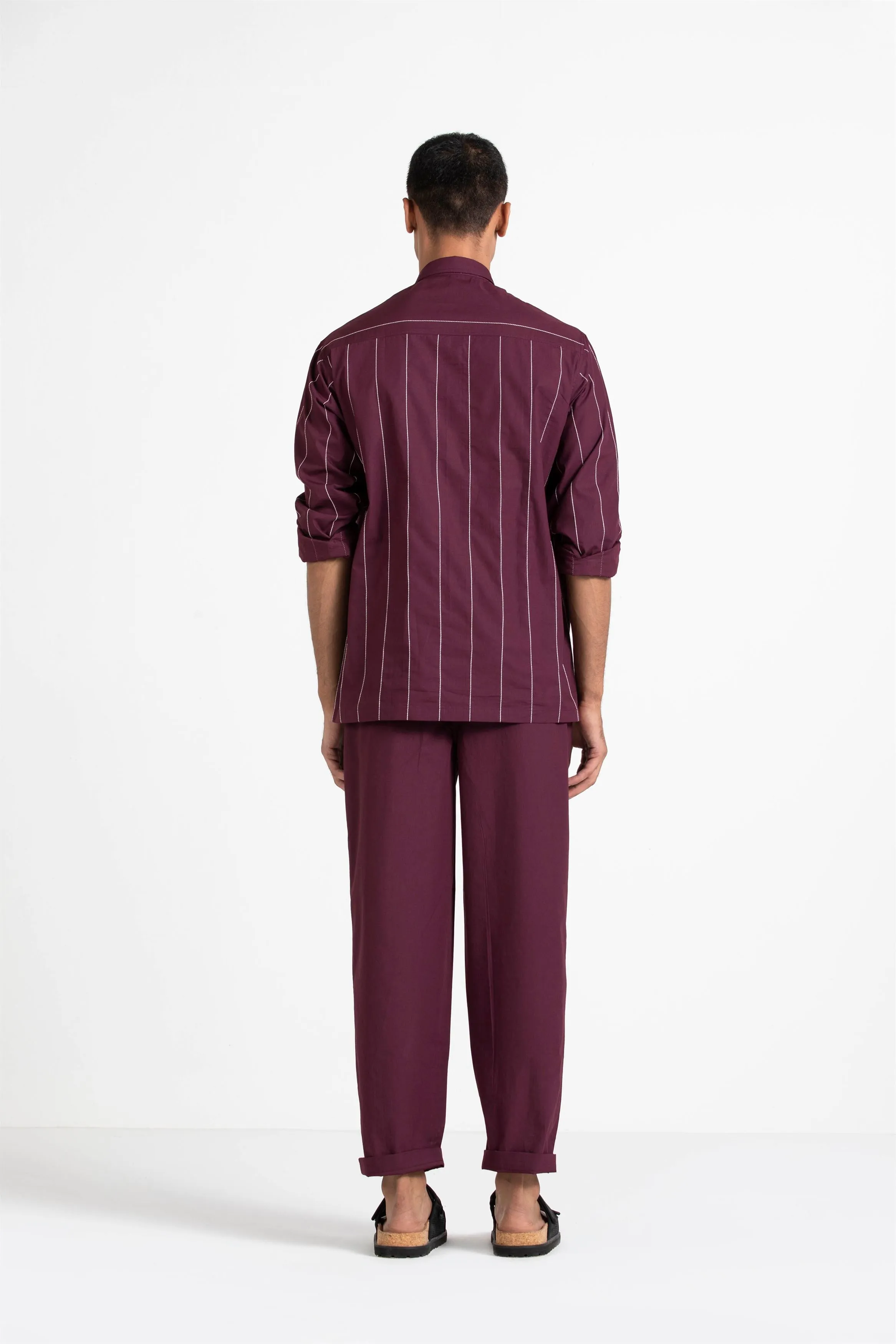 THREE   -   Front Pleat Pant- Wine