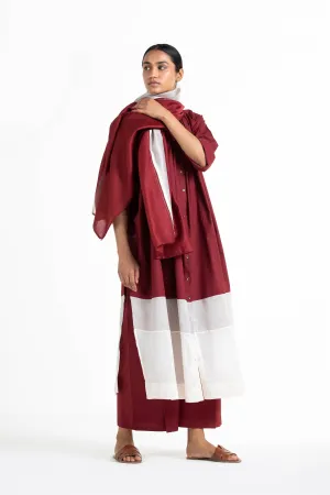 THREE   -   Panel Gather Neck Shirt Co Ord (Set Of 3)