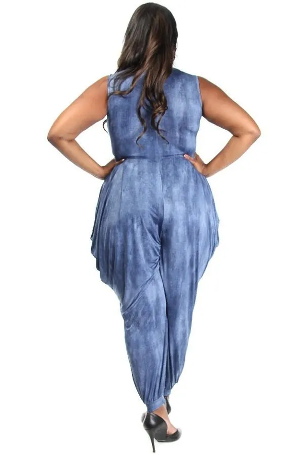 Tie Dye Harem Plus Size Jumpsuit