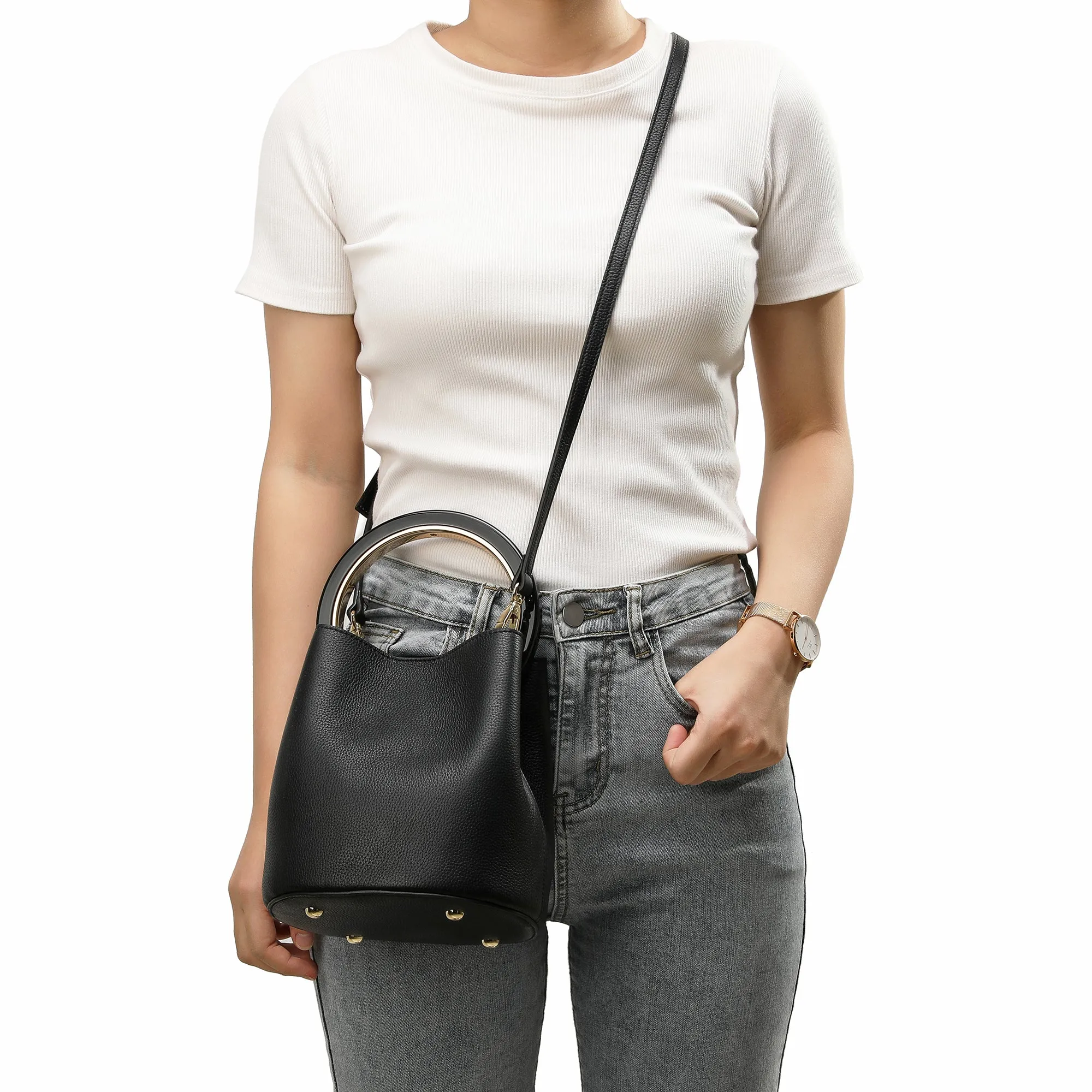 Tiffany & Fred Top-grain Leather Satchel/Shoulder Bag