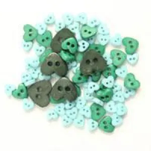 Trimits Mini Craft Hearts Buttons -Green Shades