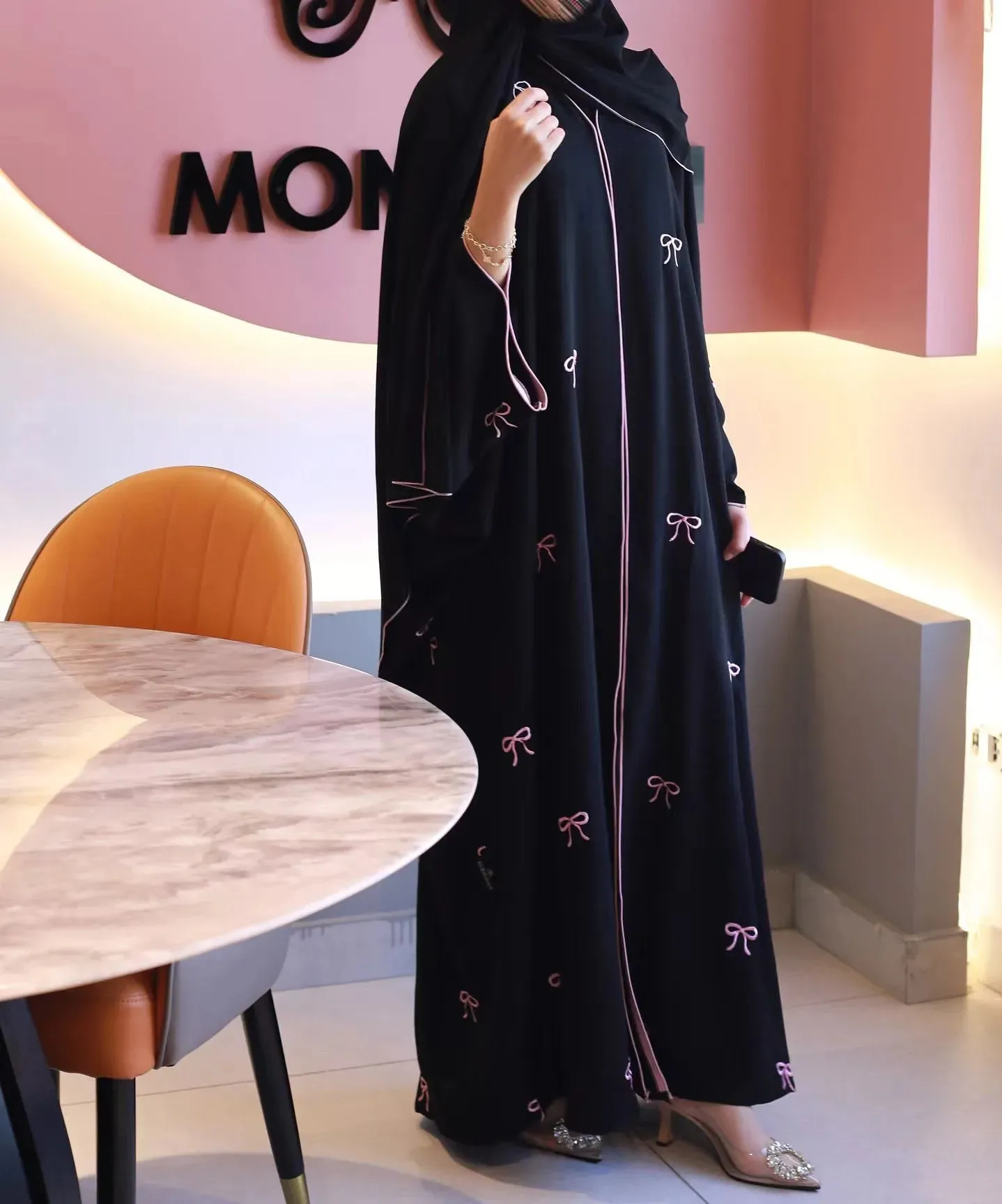 Turkish Elegant Cardigan Embroidered Abaya