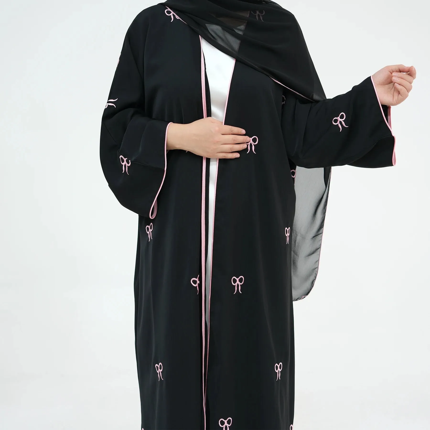 Turkish Elegant Cardigan Embroidered Abaya