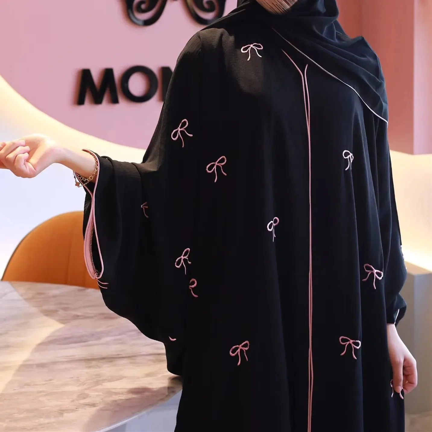 Turkish Elegant Cardigan Embroidered Abaya