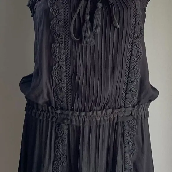 Uma and leopold black Jasmine Midi Dress Elasticated bust &amp; waste Boho Bohemian
