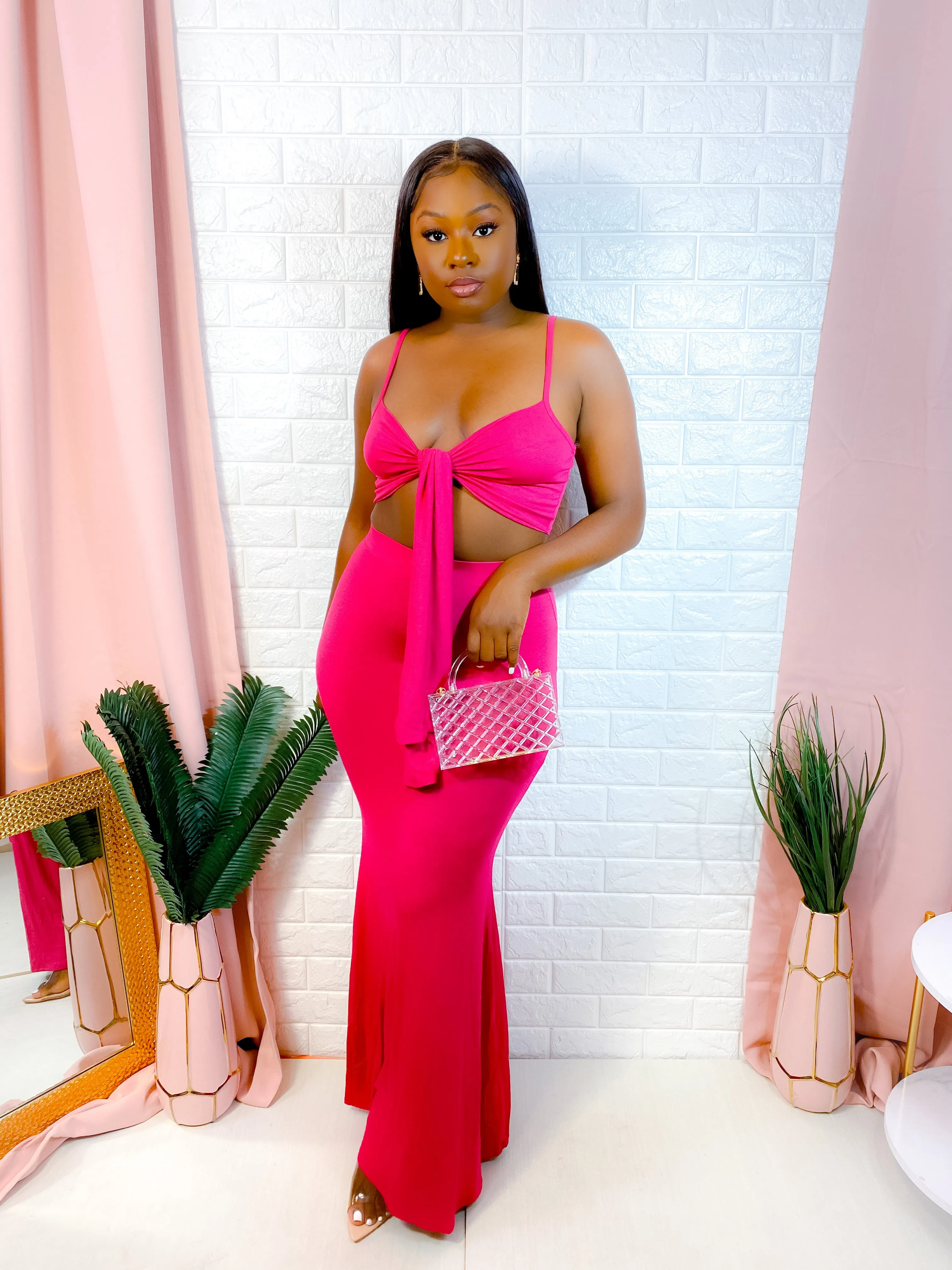 VACATION MODE SKIRT SET (FUCHSIA) (FINAL SALE)