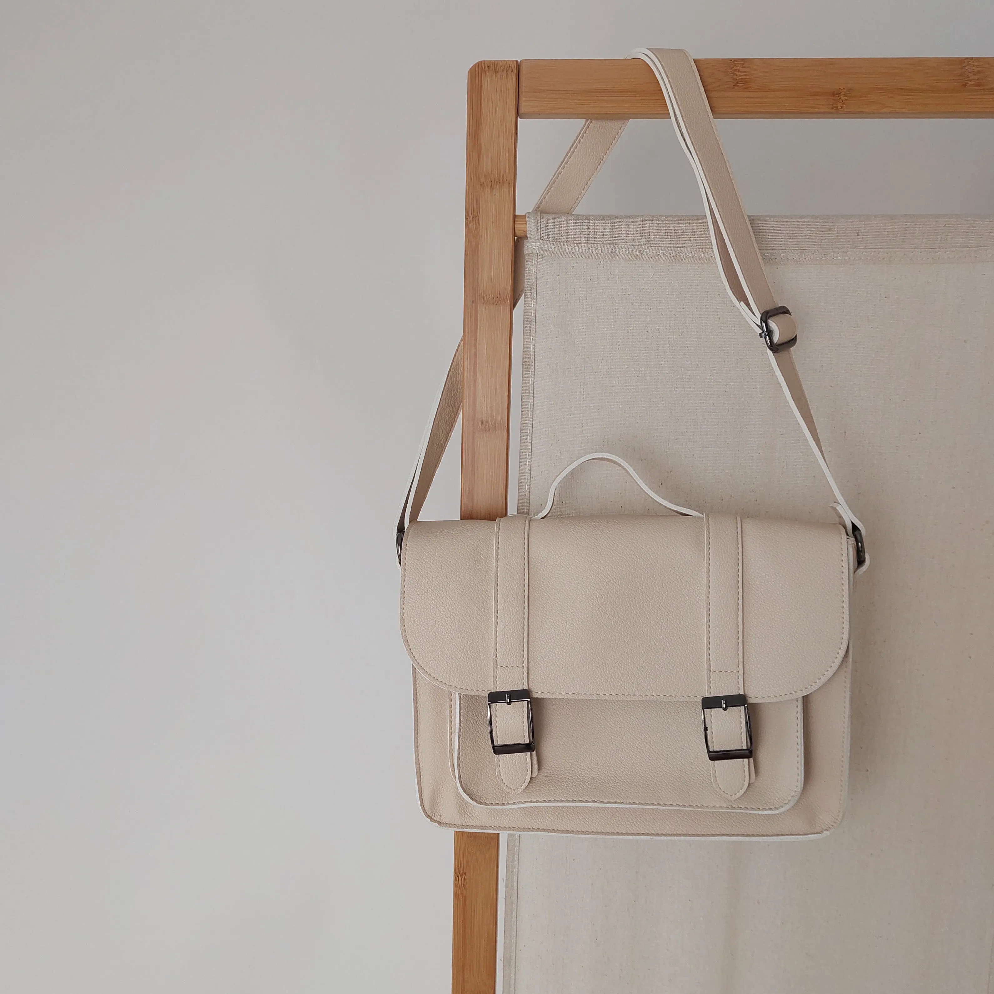 Vegan Leather Primary School Bag - Pavlova Cream