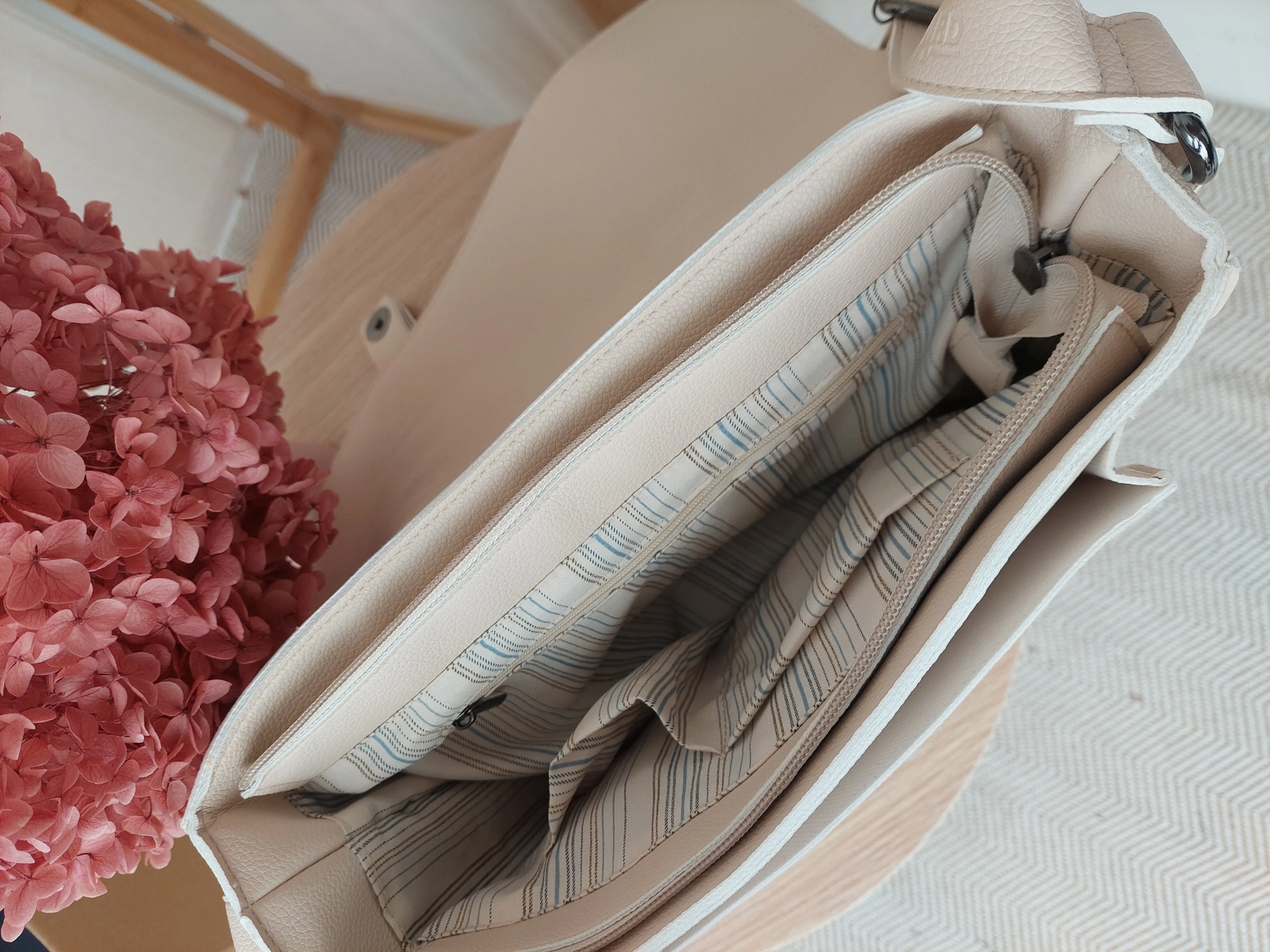 Vegan Leather Primary School Bag - Pavlova Cream