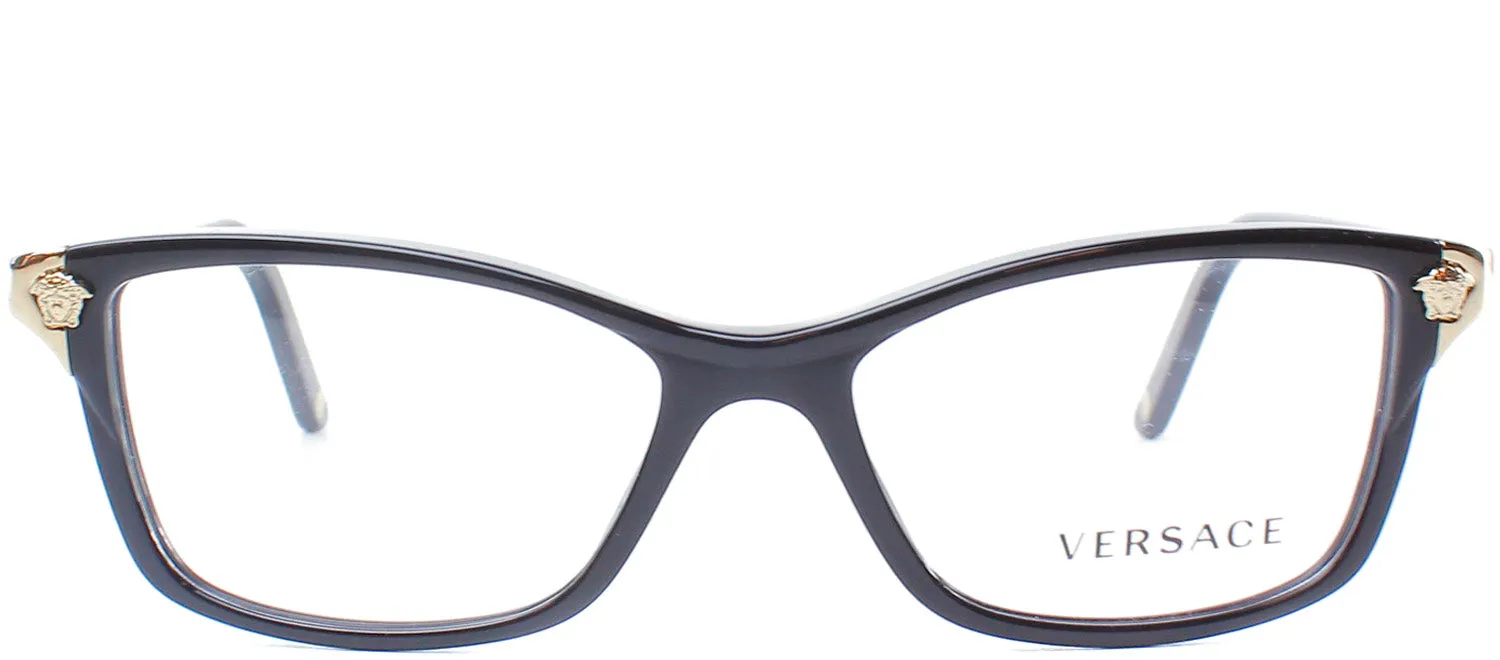 Versace VE 3156 GB1 Square Plastic Black Eyeglasses with Demo Lens