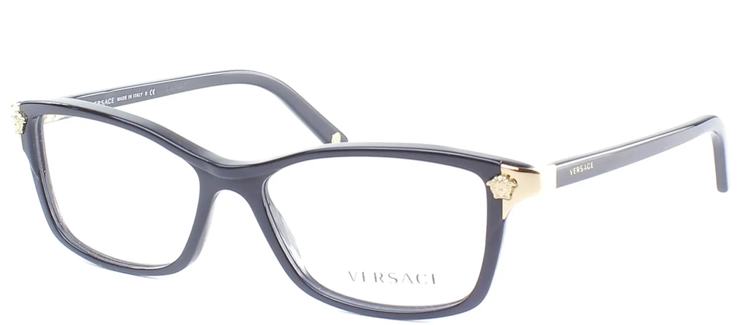 Versace VE 3156 GB1 Square Plastic Black Eyeglasses with Demo Lens