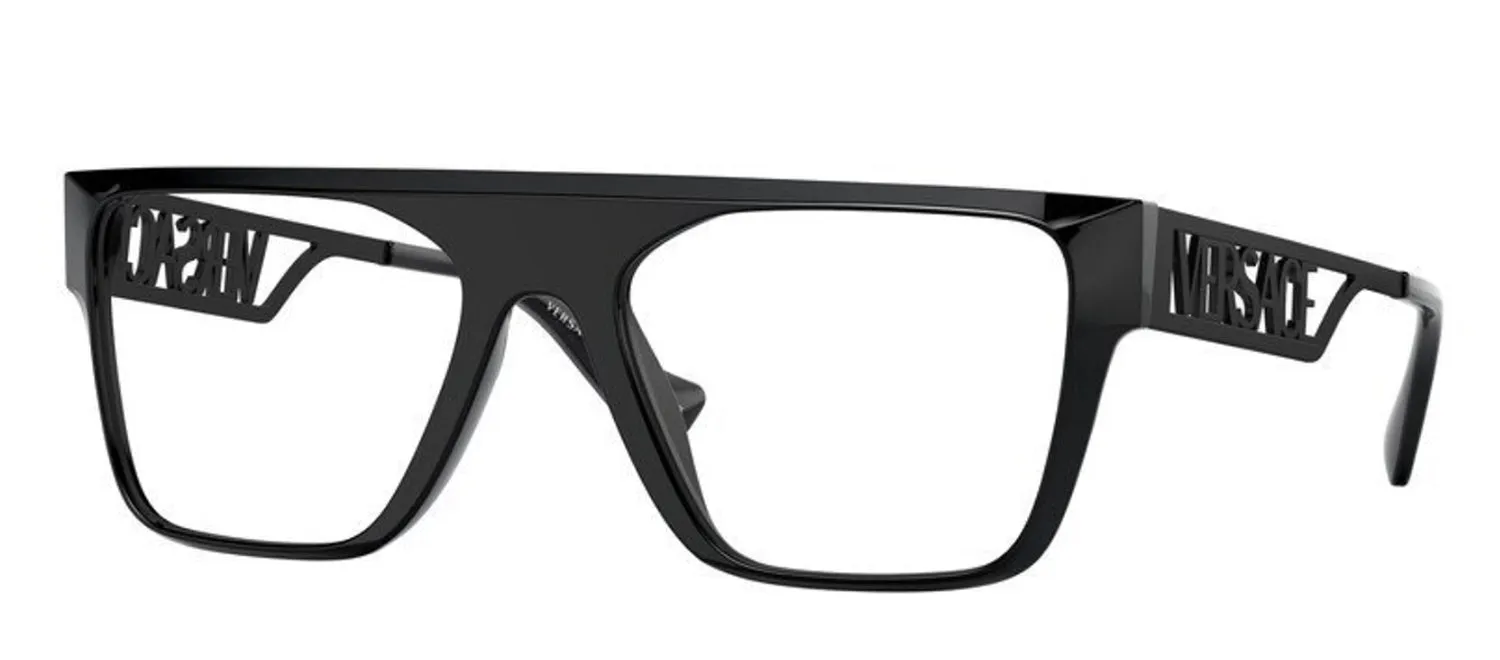 Versace VE 3326U 5380 Rectangle Plastic Black Eyeglasses with Logo Stamped Demo Lenses