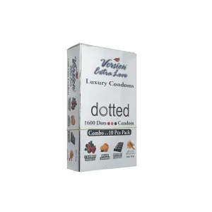 Version Extra Love 1600 Dotted Luxury Condoms 3 in 1 Flavor with Extra Time 10S