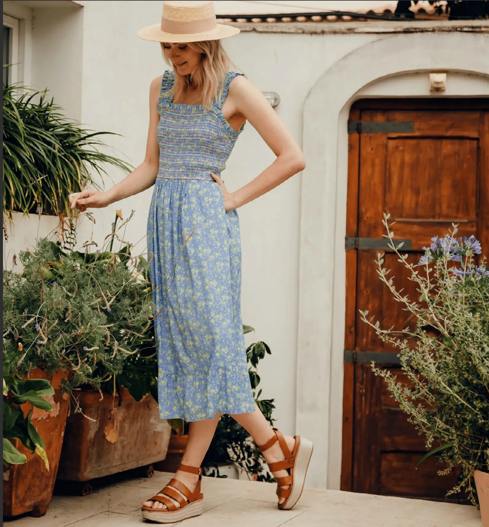 Vestido Sugarhill Ember Shirred Blue Lemon Star Meadow
