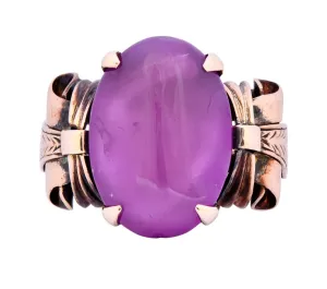 Victorian Natural Ruby 14 Karat Gold Scrolled Dinner Ring GIA