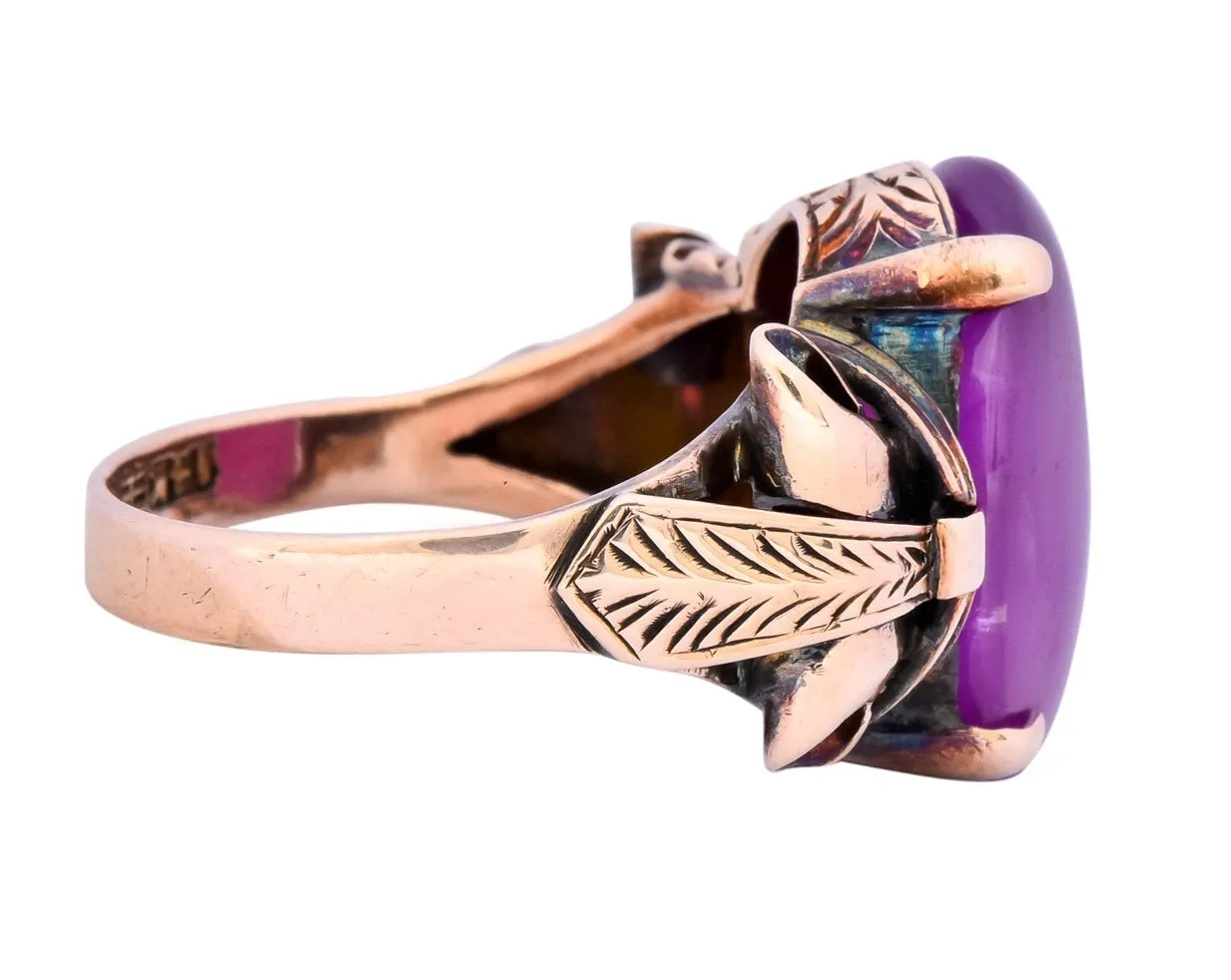Victorian Natural Ruby 14 Karat Gold Scrolled Dinner Ring GIA
