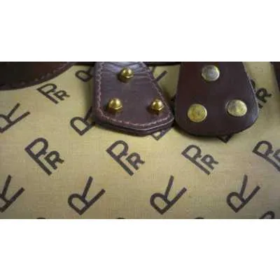 Vintage Brown Canvas/Vinyl Satchel Purse RR Monogram Print 1970S