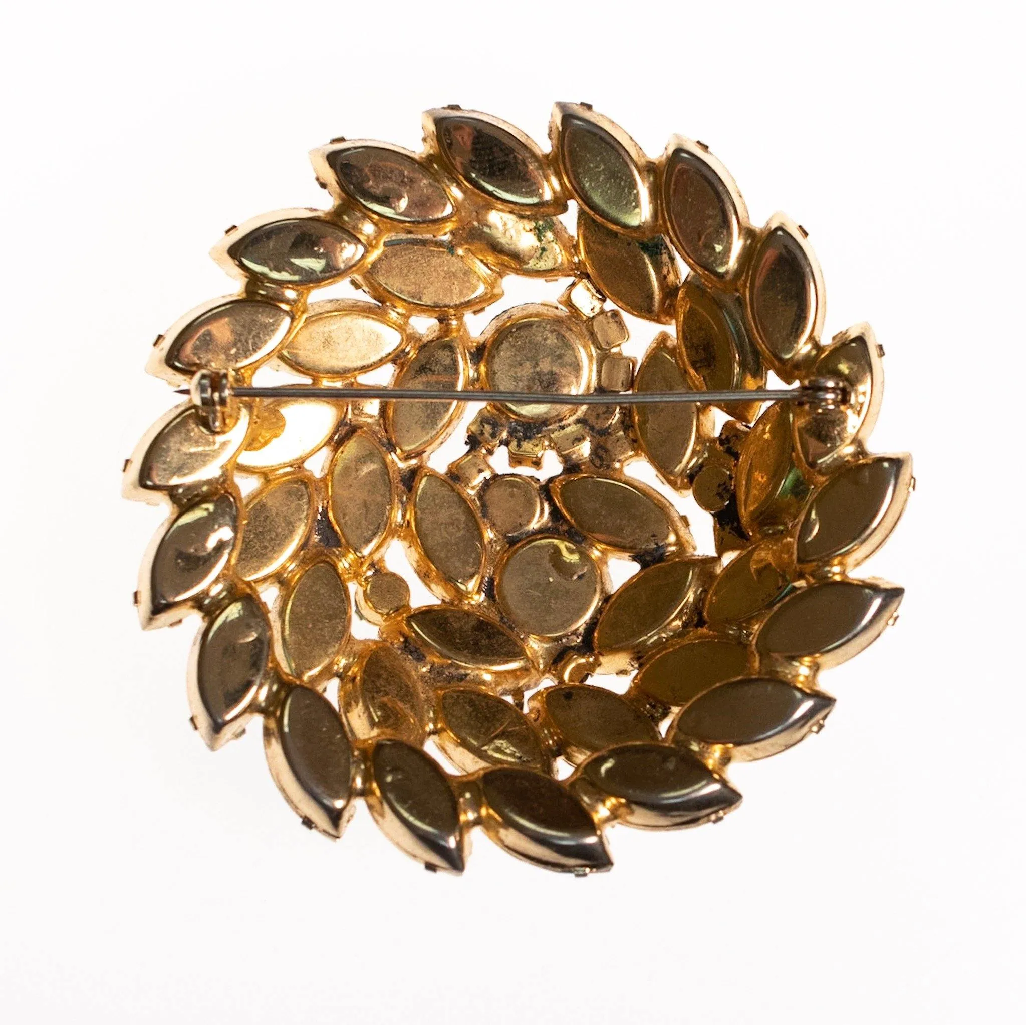 Vintage Juliana Huge Blue Green Rhinestone Medallion Brooch