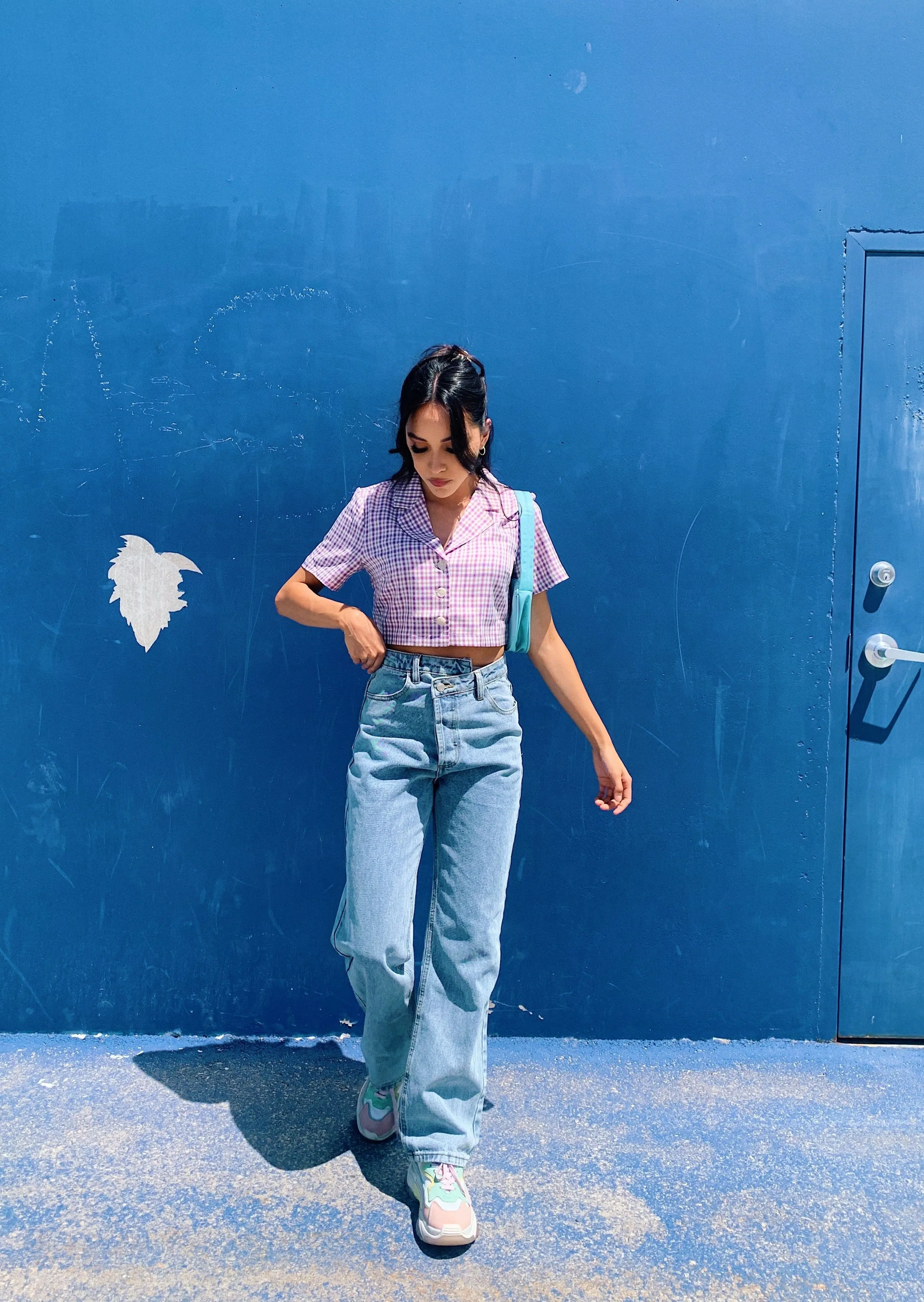 Vintage Summer Checked Top// Orchid