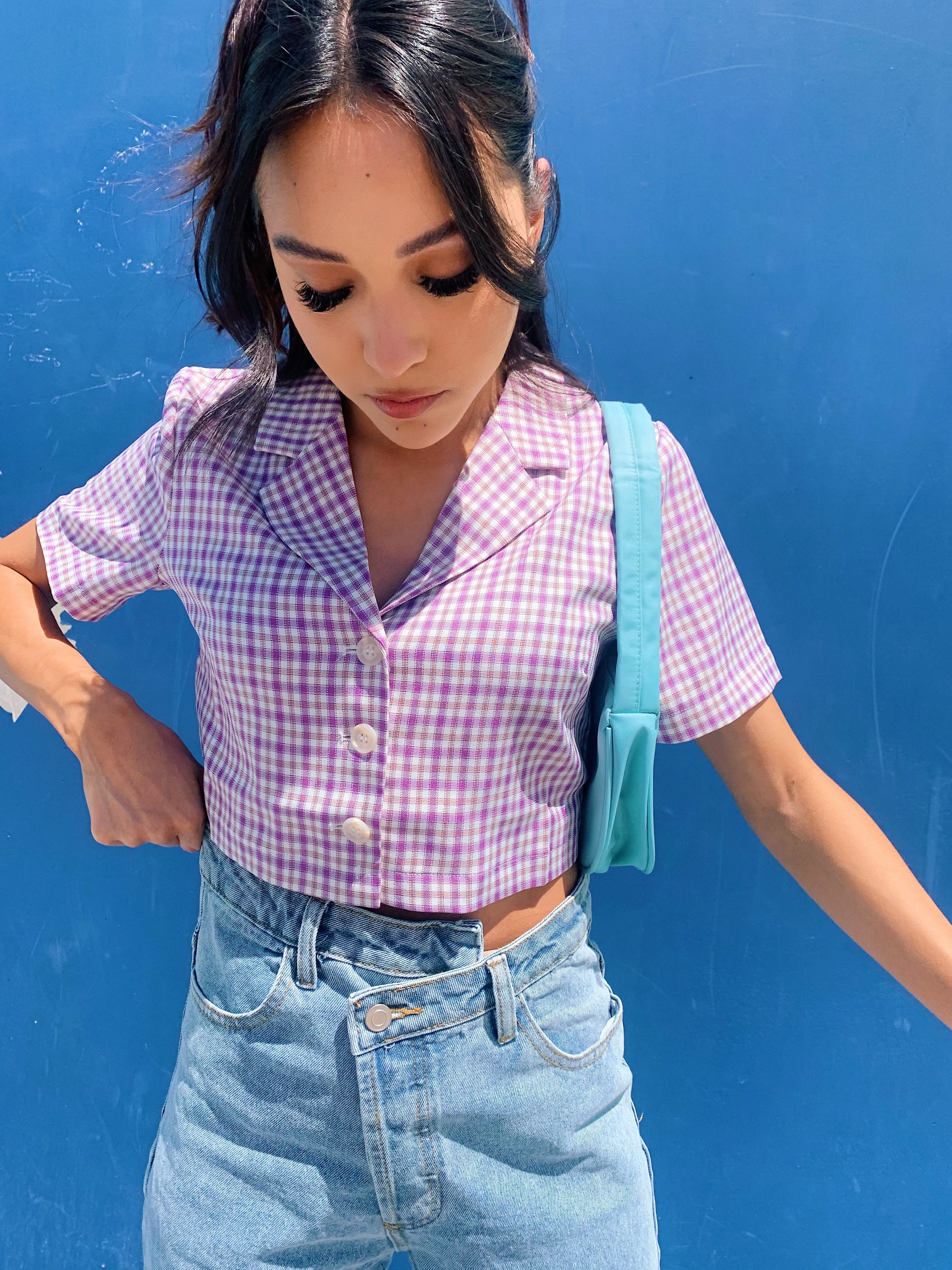 Vintage Summer Checked Top// Orchid
