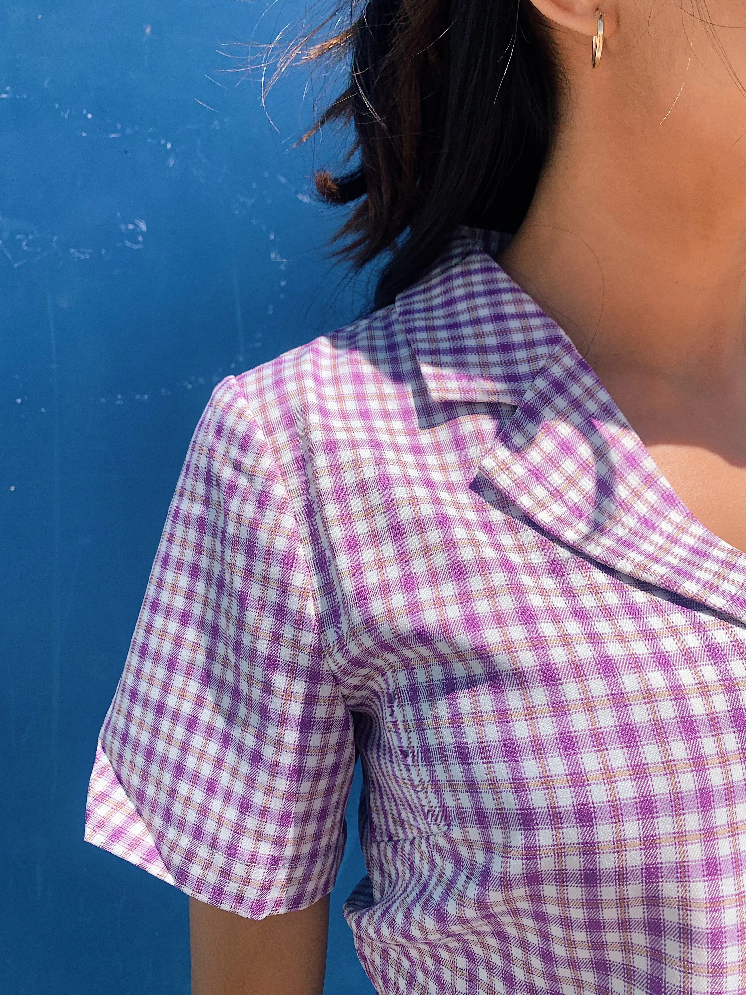 Vintage Summer Checked Top// Orchid