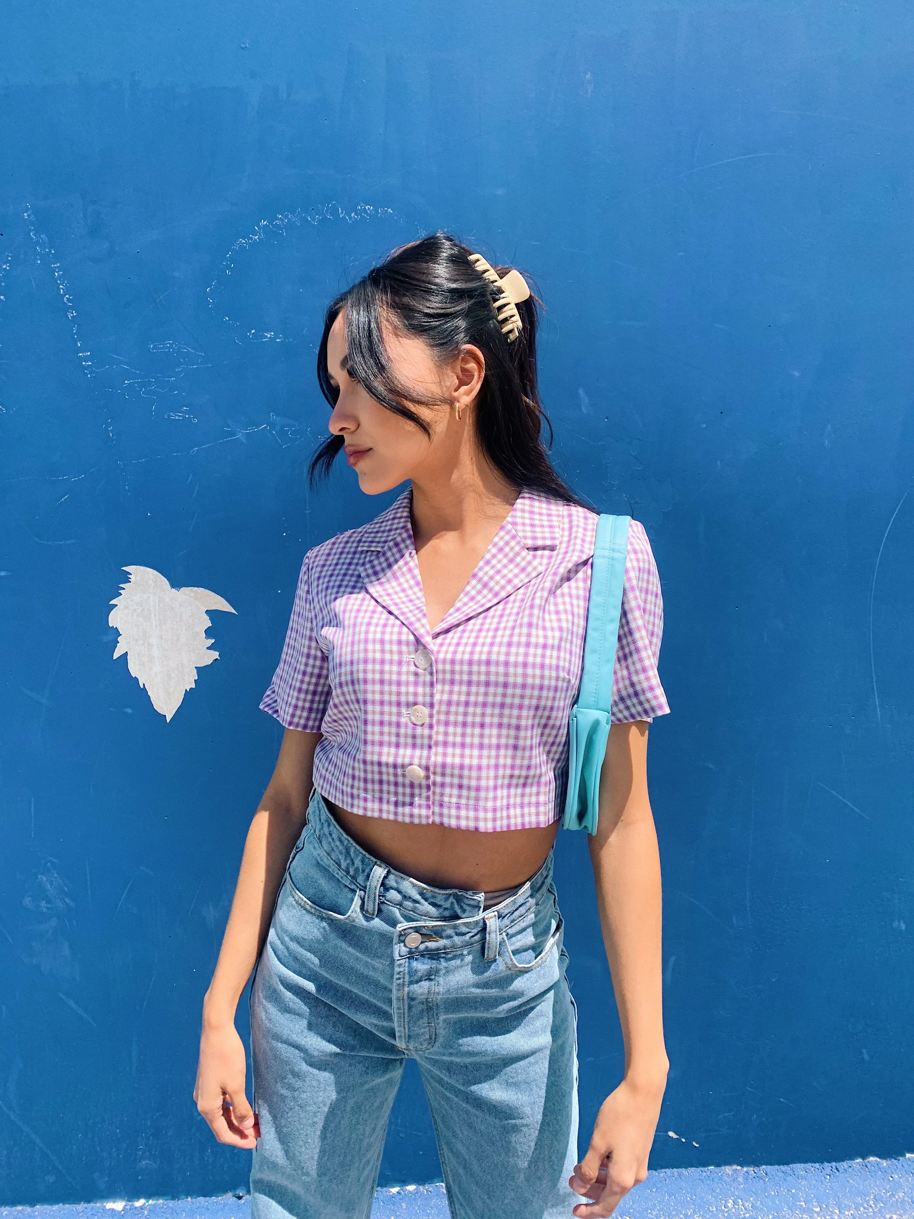 Vintage Summer Checked Top// Orchid