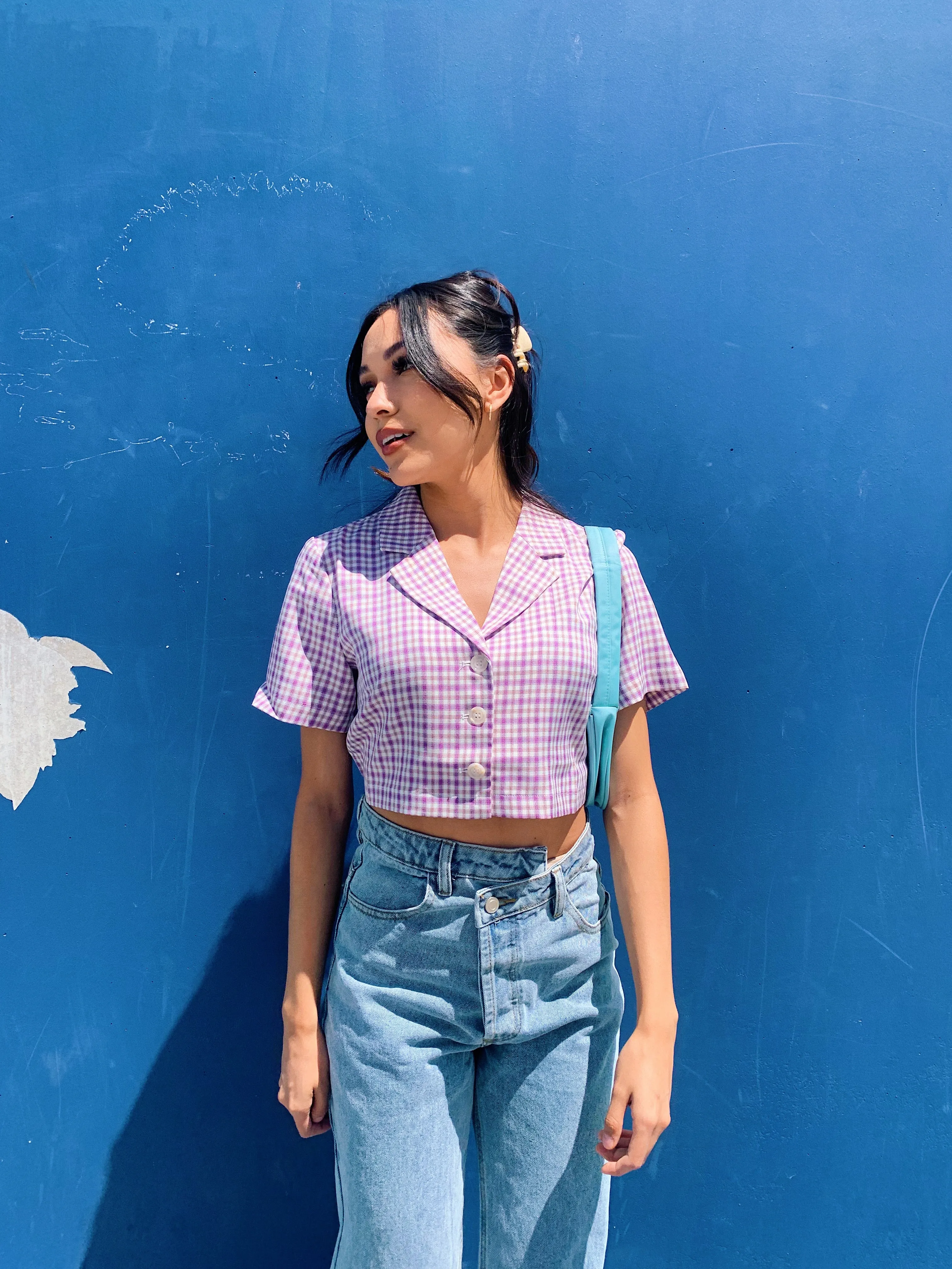 Vintage Summer Checked Top// Orchid