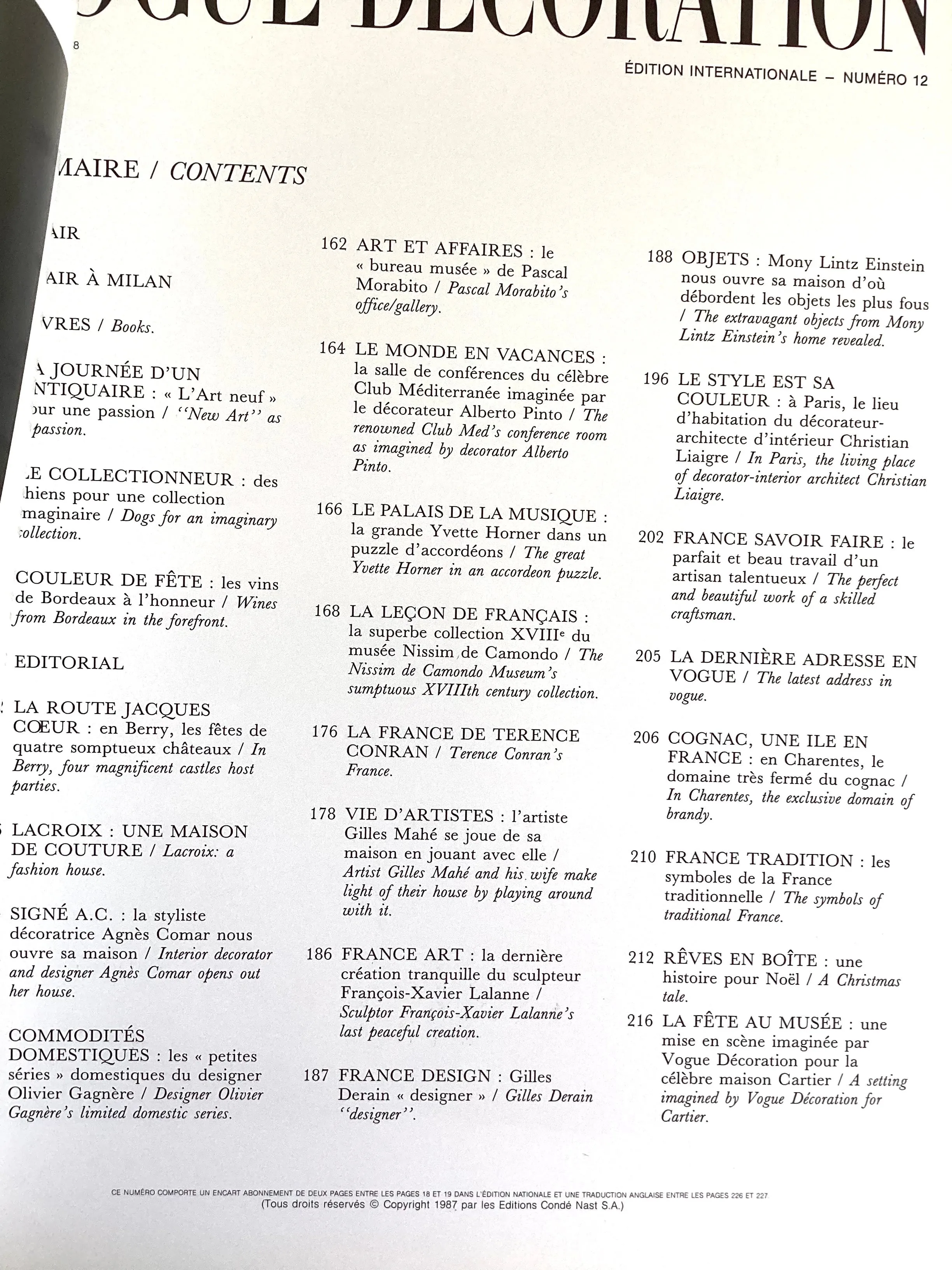 Vogue Decoration no. 12. déc. 1987
