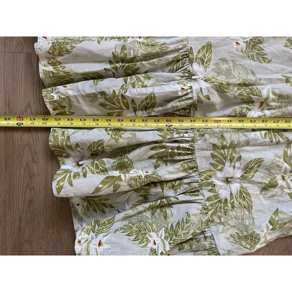 Vtg Winnie Fashion Hawaiian Muumuu Dress Size 2XL Tropical Floral Green Pockets