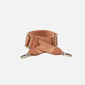 Webbing Strap In Webbing Fabric With Pebbled Leather Trim - Desert Sun