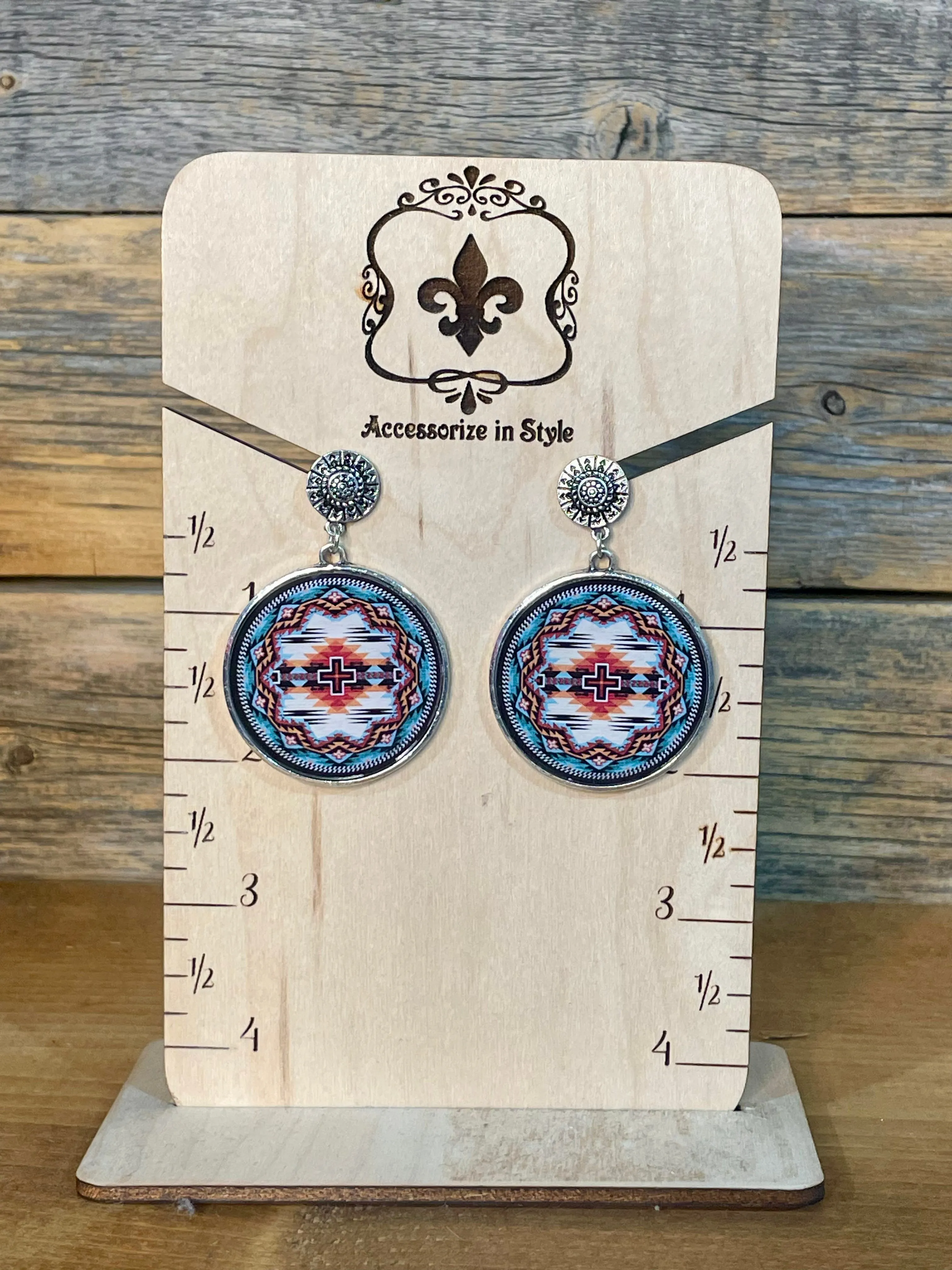 Western Aztec Print Bubble Earrings