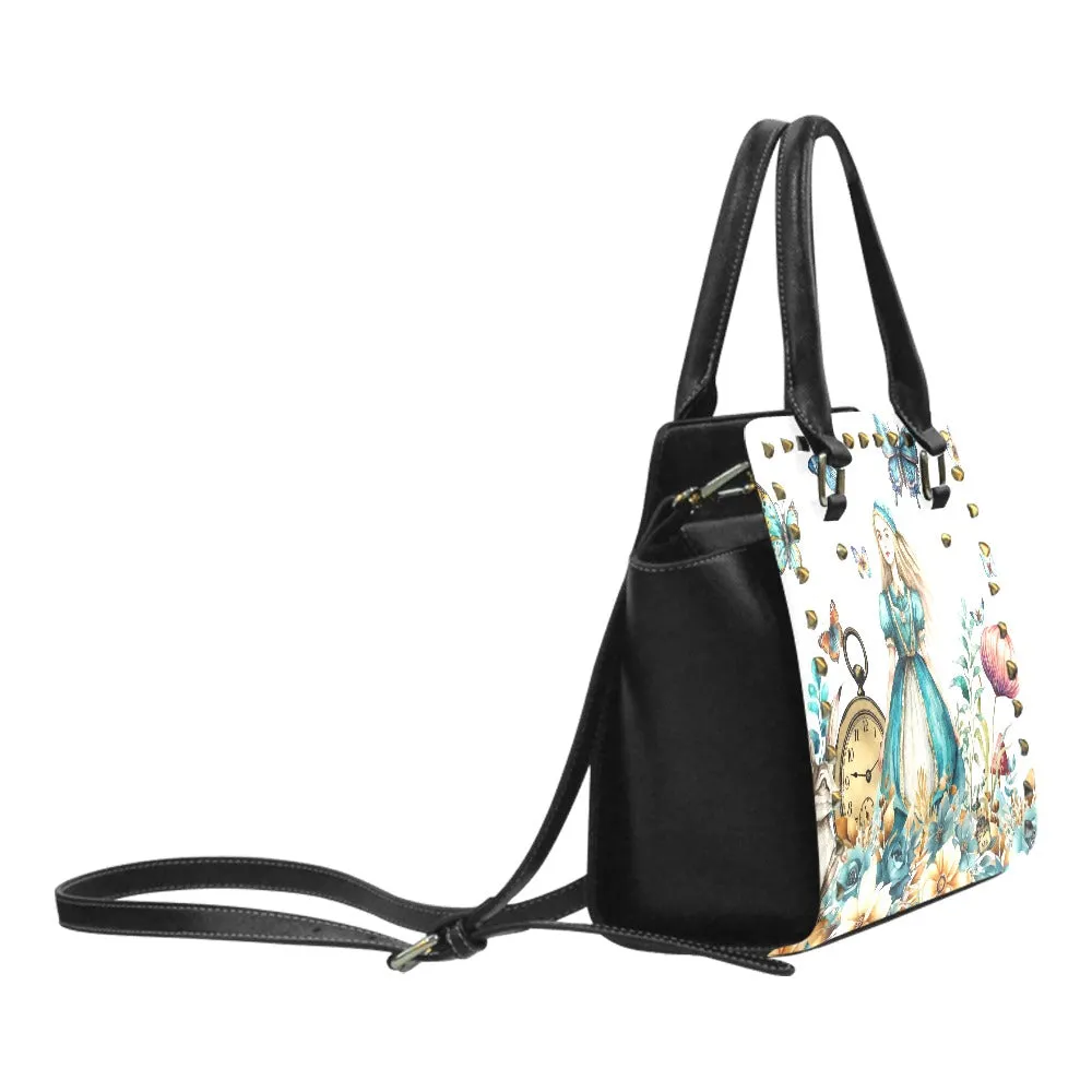 White Alice In Wonderland #21 Rivet Shoulder Bag
