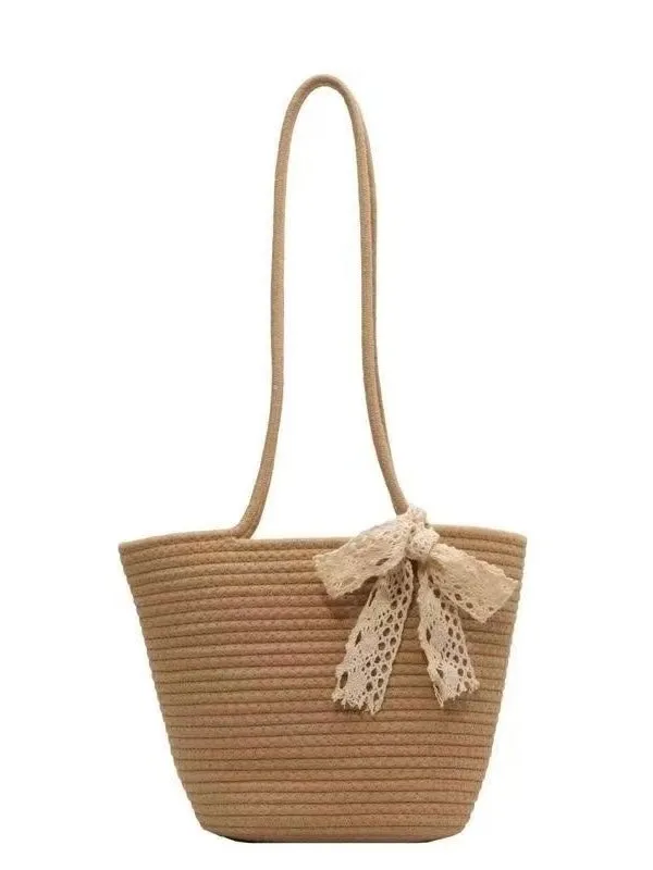 White Bow Coastal Tote