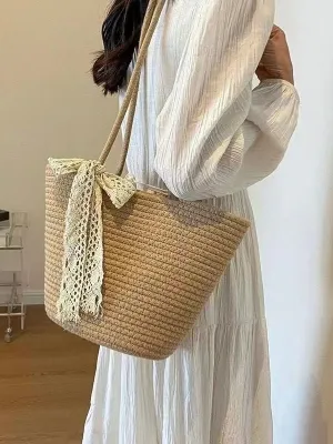 White Bow Coastal Tote