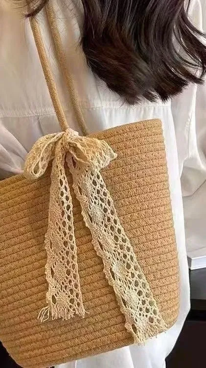 White Bow Coastal Tote