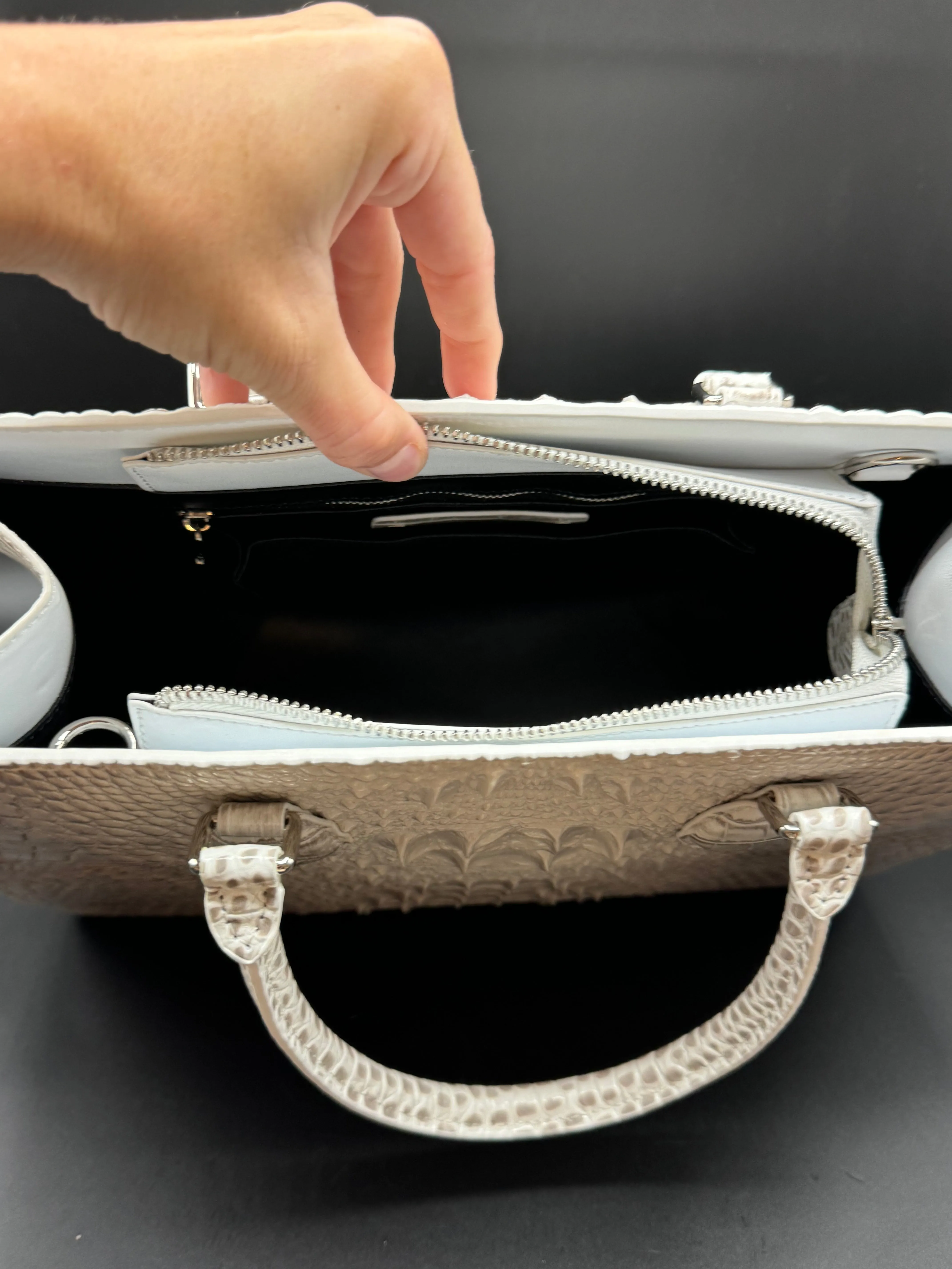 White Croc Embossed Tote
