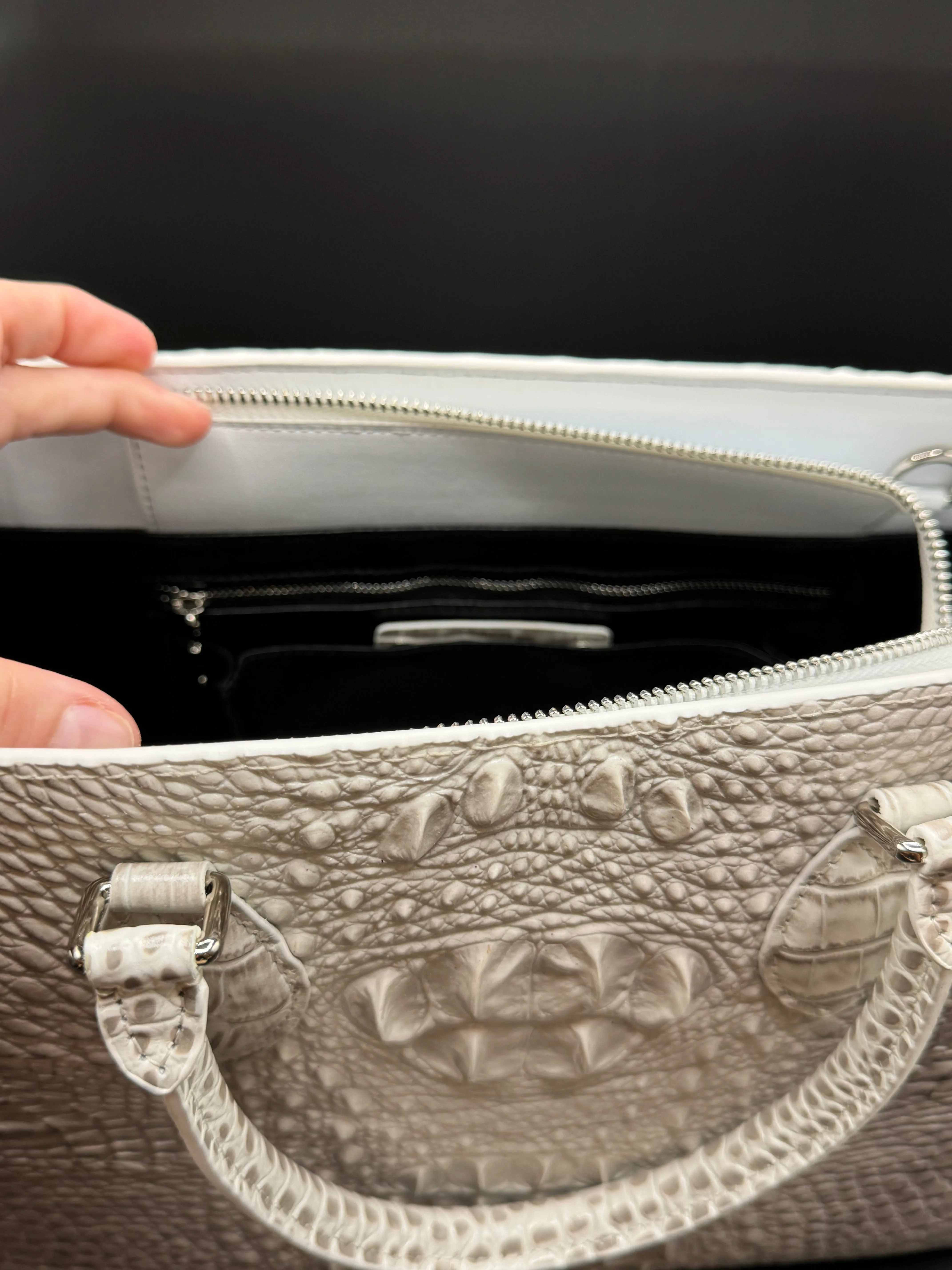 White Croc Embossed Tote